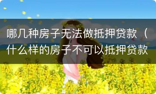 哪几种房子无法做抵押贷款（什么样的房子不可以抵押贷款）
