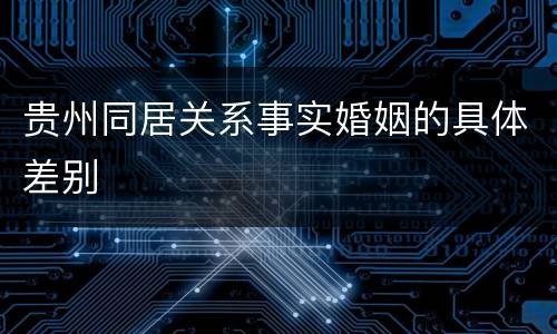 贵州同居关系事实婚姻的具体差别