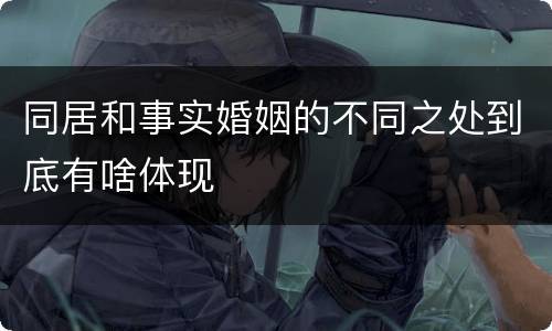 同居和事实婚姻的不同之处到底有啥体现