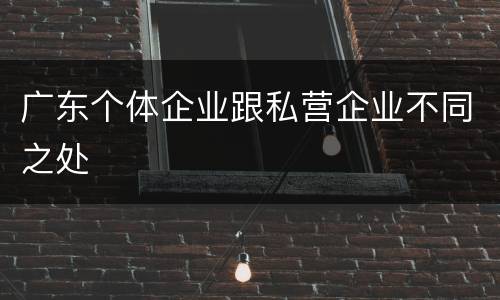 广东个体企业跟私营企业不同之处