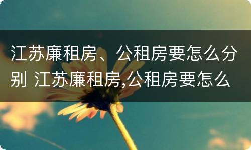 江苏廉租房、公租房要怎么分别 江苏廉租房,公租房要怎么分别申请