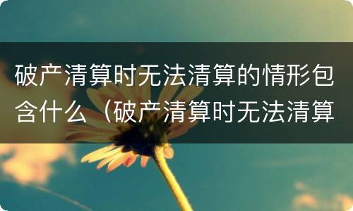 破产清算时无法清算的情形包含什么（破产清算时无法清算的情形包含什么情况）