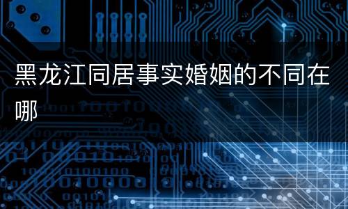 黑龙江同居事实婚姻的不同在哪
