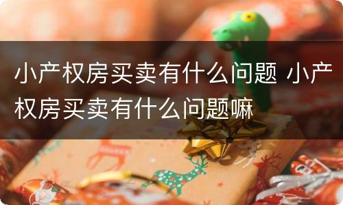 小产权房买卖有什么问题 小产权房买卖有什么问题嘛