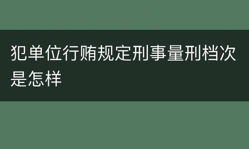犯单位行贿规定刑事量刑档次是怎样