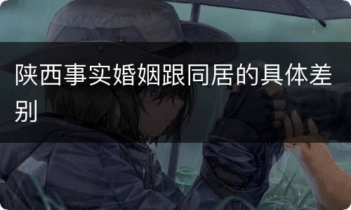 陕西事实婚姻跟同居的具体差别