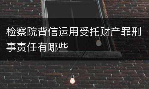 检察院背信运用受托财产罪刑事责任有哪些