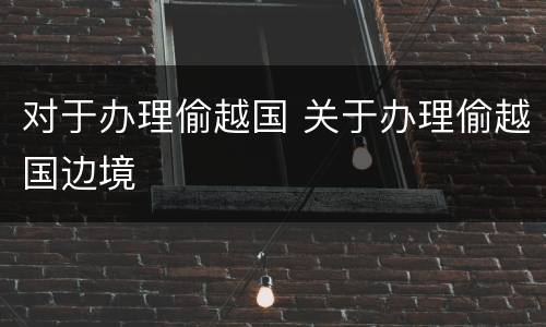 对于办理偷越国 关于办理偷越国边境