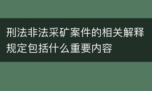 刑法非法采矿案件的相关解释规定包括什么重要内容
