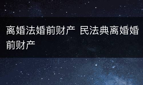 离婚法婚前财产 民法典离婚婚前财产