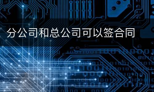 分公司和总公司可以签合同