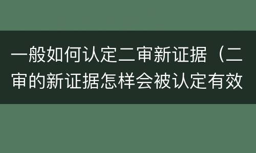 一般如何认定二审新证据（二审的新证据怎样会被认定有效）