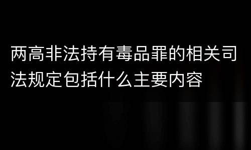 两高非法持有毒品罪的相关司法规定包括什么主要内容