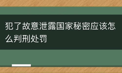 犯了故意泄露国家秘密应该怎么判刑处罚