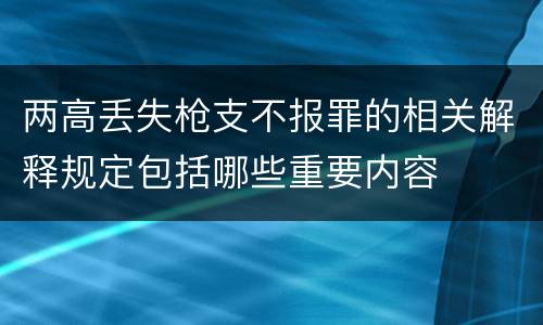 两高丢失枪支不报罪的相关解释规定包括哪些重要内容