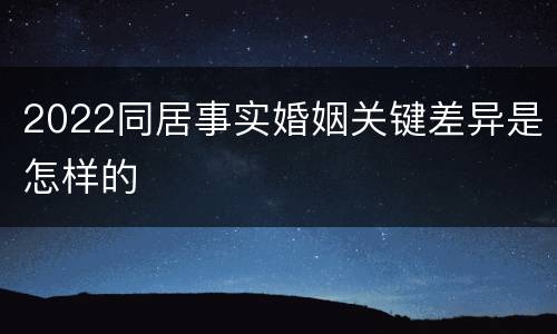 2022同居事实婚姻关键差异是怎样的