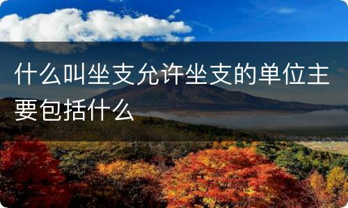 什么叫坐支允许坐支的单位主要包括什么