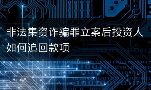非法集资诈骗罪立案后投资人如何追回款项