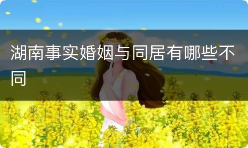 湖南事实婚姻与同居有哪些不同