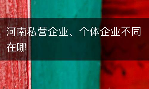 河南私营企业、个体企业不同在哪