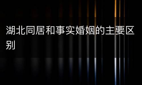 湖北同居和事实婚姻的主要区别