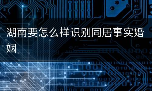 湖南要怎么样识别同居事实婚姻