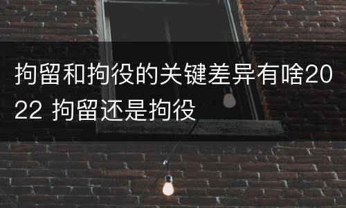 拘留和拘役的关键差异有啥2022 拘留还是拘役