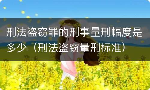 刑法盗窃罪的刑事量刑幅度是多少（刑法盗窃量刑标准）