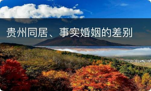 贵州同居、事实婚姻的差别