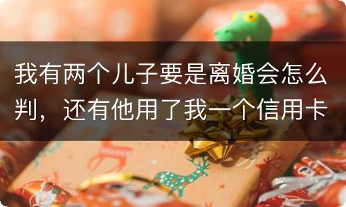 我有两个儿子要是离婚会怎么判，还有他用了我一个信用卡但没还清我该怎么