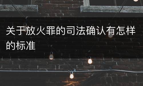 关于放火罪的司法确认有怎样的标准