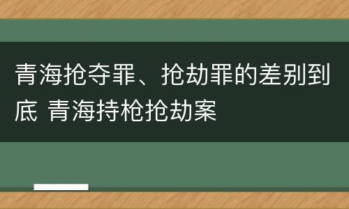 青海抢夺罪、抢劫罪的差别到底 青海持枪抢劫案