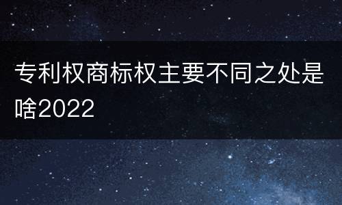 专利权商标权主要不同之处是啥2022