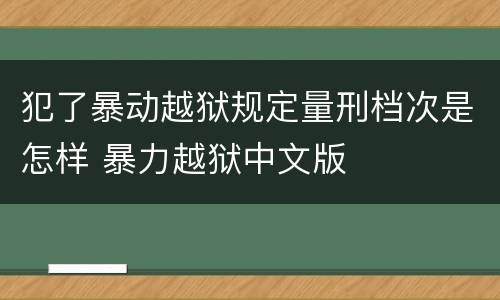 犯了暴动越狱规定量刑档次是怎样 暴力越狱中文版