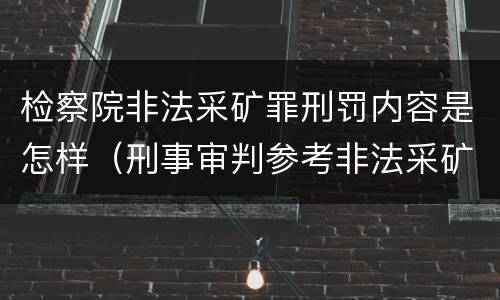 检察院非法采矿罪刑罚内容是怎样（刑事审判参考非法采矿罪）