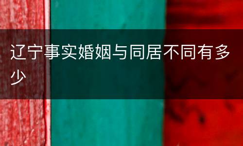 辽宁事实婚姻与同居不同有多少