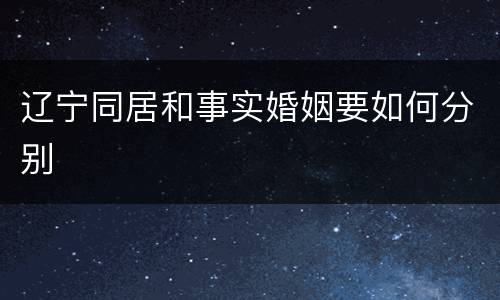 辽宁同居和事实婚姻要如何分别