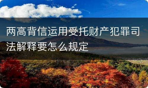 两高背信运用受托财产犯罪司法解释要怎么规定