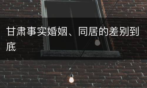 甘肃事实婚姻、同居的差别到底