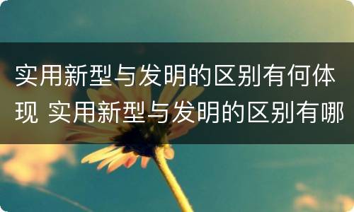 实用新型与发明的区别有何体现 实用新型与发明的区别有哪些