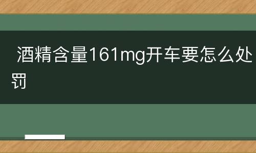  酒精含量161mg开车要怎么处罚