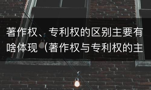 著作权、专利权的区别主要有啥体现（著作权与专利权的主要区别是什么）