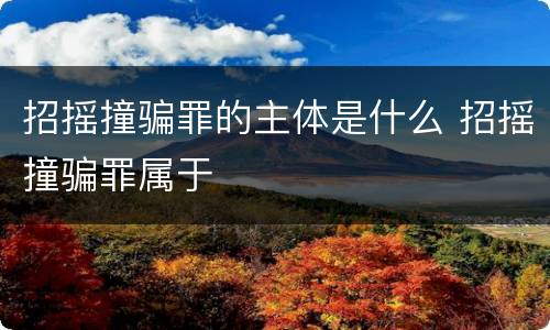 招摇撞骗罪的主体是什么 招摇撞骗罪属于