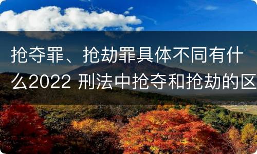 抢夺罪、抢劫罪具体不同有什么2022 刑法中抢夺和抢劫的区别