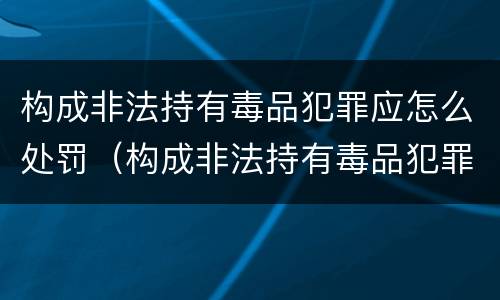 构成非法持有毒品犯罪应怎么处罚（构成非法持有毒品犯罪应怎么处罚呢）