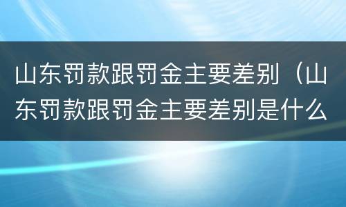 山东罚款跟罚金主要差别（山东罚款跟罚金主要差别是什么）