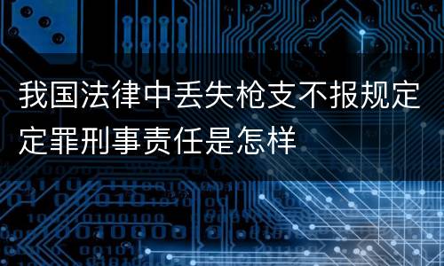 我国法律中丢失枪支不报规定定罪刑事责任是怎样