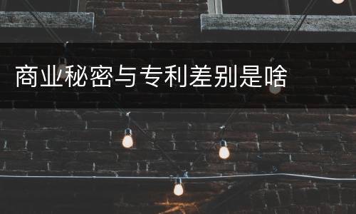 商业秘密与专利差别是啥