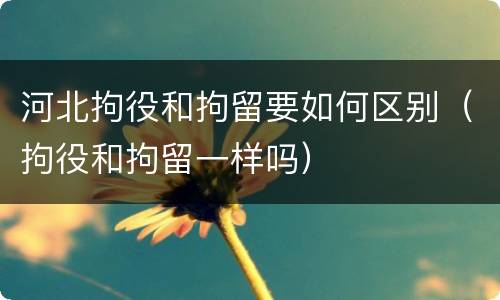 河北拘役和拘留要如何区别（拘役和拘留一样吗）