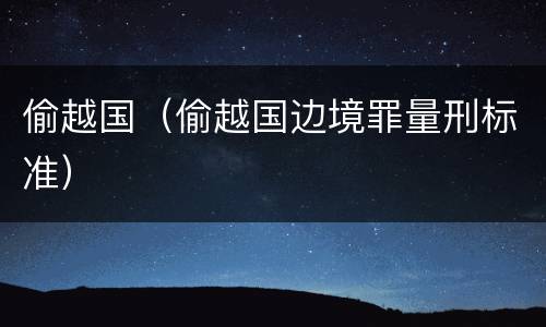 偷越国(偷越国边境罪量刑标准)